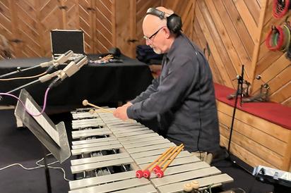 Vibraphonist Jim Cooper playing on Frank Lamphere's recording of A Slow Hot Wind