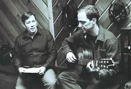 Frank Lamphere and guitarist Andy Brown running through Meditation before the recording June 04 2019 (Photo by Bill Klewitz)