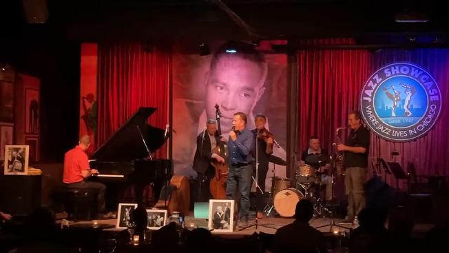  Frank Lamphere on stage at his friend & legendary bassist Nick Schneider's memorial concert at the Jazz Showcase in Chicago